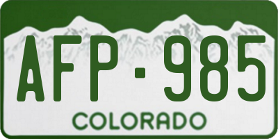 CO license plate AFP985