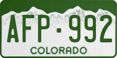 CO license plate AFP992