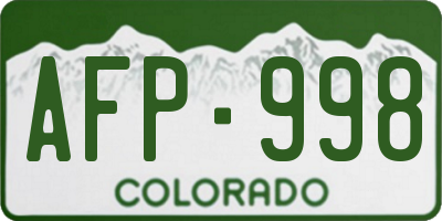 CO license plate AFP998