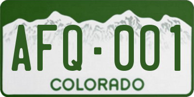 CO license plate AFQ001