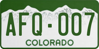 CO license plate AFQ007