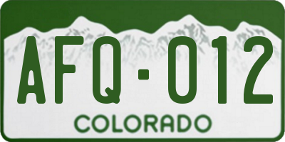CO license plate AFQ012