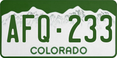 CO license plate AFQ233