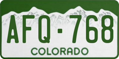 CO license plate AFQ768