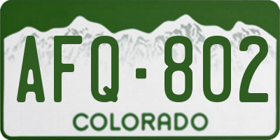 CO license plate AFQ802