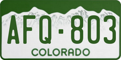 CO license plate AFQ803
