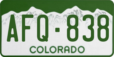 CO license plate AFQ838