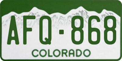 CO license plate AFQ868