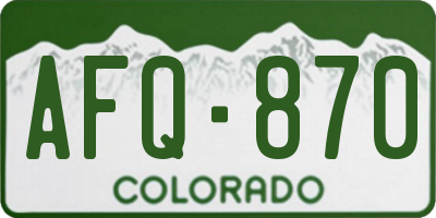 CO license plate AFQ870