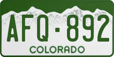 CO license plate AFQ892