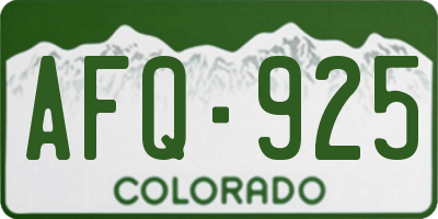 CO license plate AFQ925