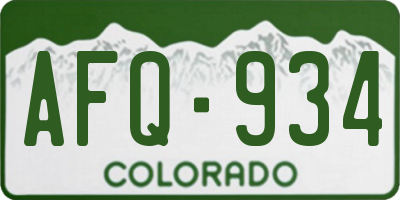 CO license plate AFQ934