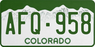 CO license plate AFQ958