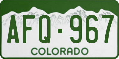 CO license plate AFQ967