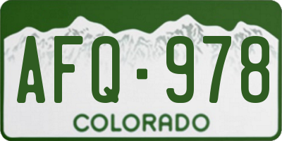 CO license plate AFQ978