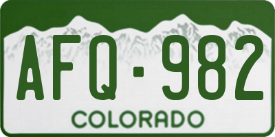 CO license plate AFQ982