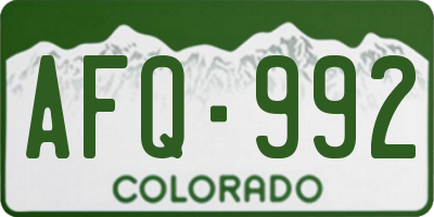 CO license plate AFQ992