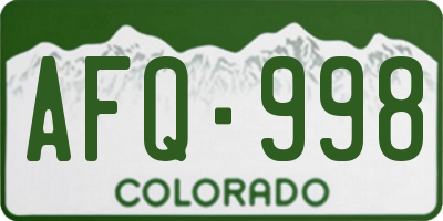 CO license plate AFQ998