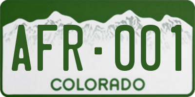 CO license plate AFR001