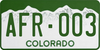 CO license plate AFR003