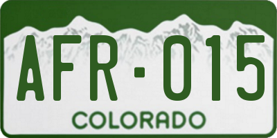 CO license plate AFR015