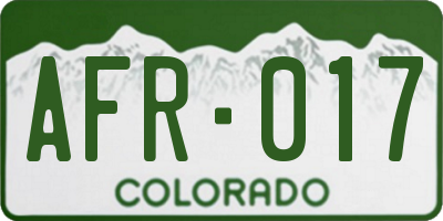 CO license plate AFR017