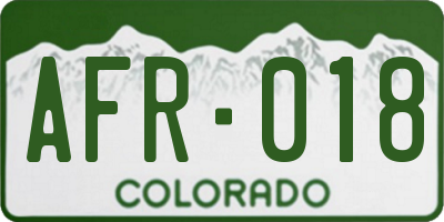 CO license plate AFR018