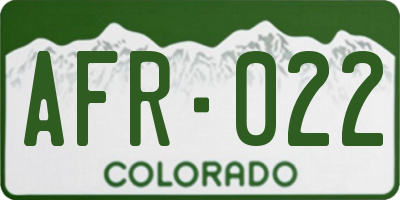 CO license plate AFR022