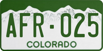 CO license plate AFR025