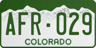 CO license plate AFR029