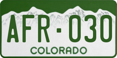 CO license plate AFR030