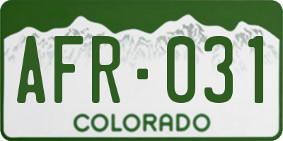 CO license plate AFR031