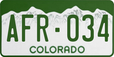 CO license plate AFR034