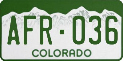 CO license plate AFR036