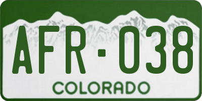 CO license plate AFR038