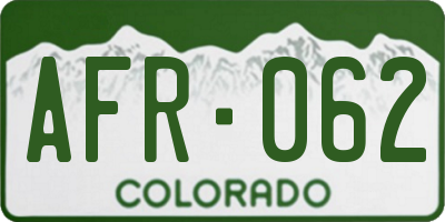 CO license plate AFR062