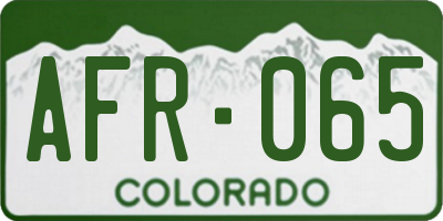 CO license plate AFR065