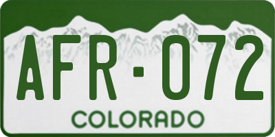 CO license plate AFR072