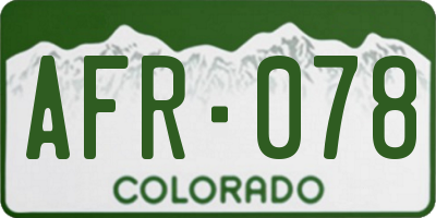CO license plate AFR078