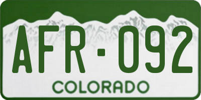 CO license plate AFR092