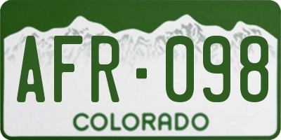 CO license plate AFR098