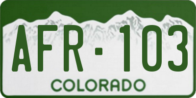 CO license plate AFR103