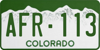 CO license plate AFR113