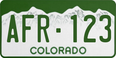 CO license plate AFR123