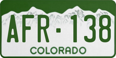 CO license plate AFR138