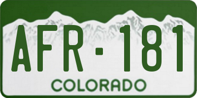 CO license plate AFR181