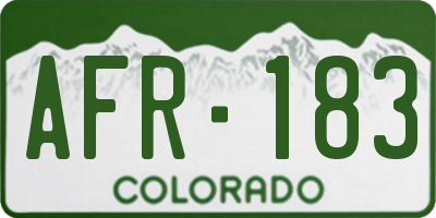 CO license plate AFR183