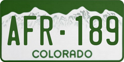 CO license plate AFR189