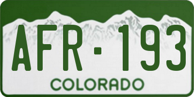 CO license plate AFR193