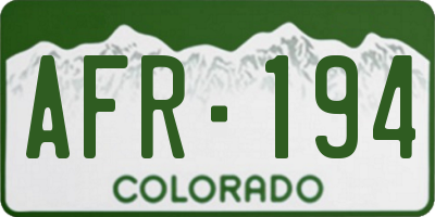 CO license plate AFR194